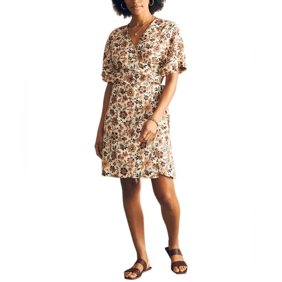 Fatherty Willow Wrap Dress Size XS In Taos Floral Mini Linen Blend Floral - Picture 1 of 7